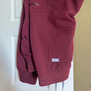 Figs maroon/red colored scrub pants, jogger style, size small